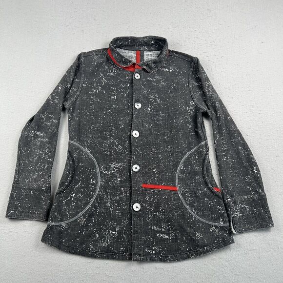 Parsley and‎ Sage Black Red Textured Long Sleeve Collared Button Front Jacket S - Picture 1 of 16